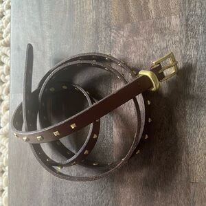 GAP Thin Brown Studded Belt with Gold Buckle Size M Like New